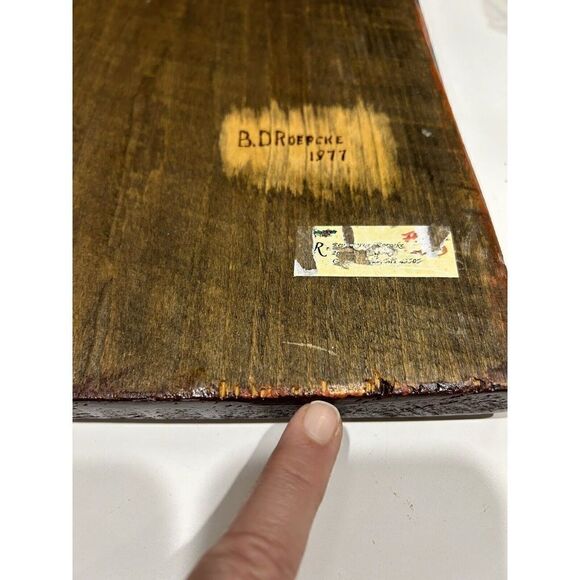 Vintage Wood Engraved 3D Hand Painted Raised Flower Art. Arts Wall Plaque. - Picture 6 of 8